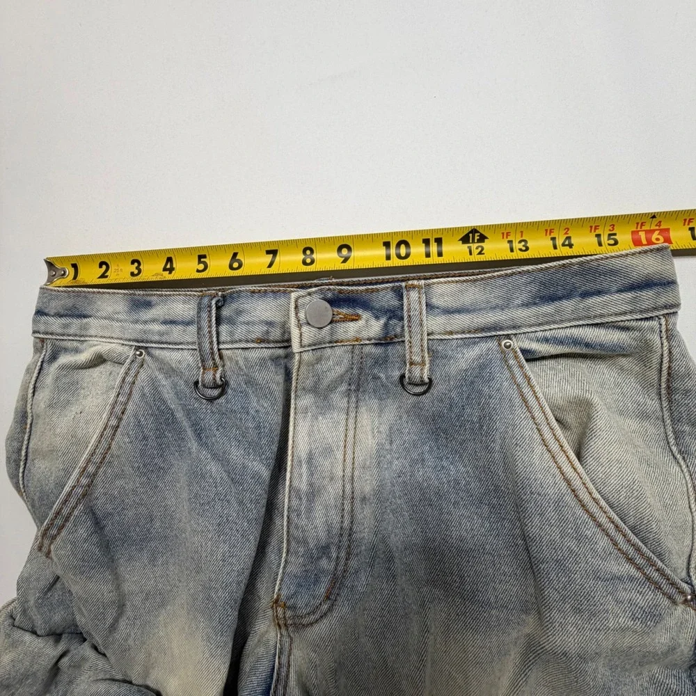 MNML Acid Wash Cargo Jeans Size 31 Baggy Y2K Utility Denim‎
